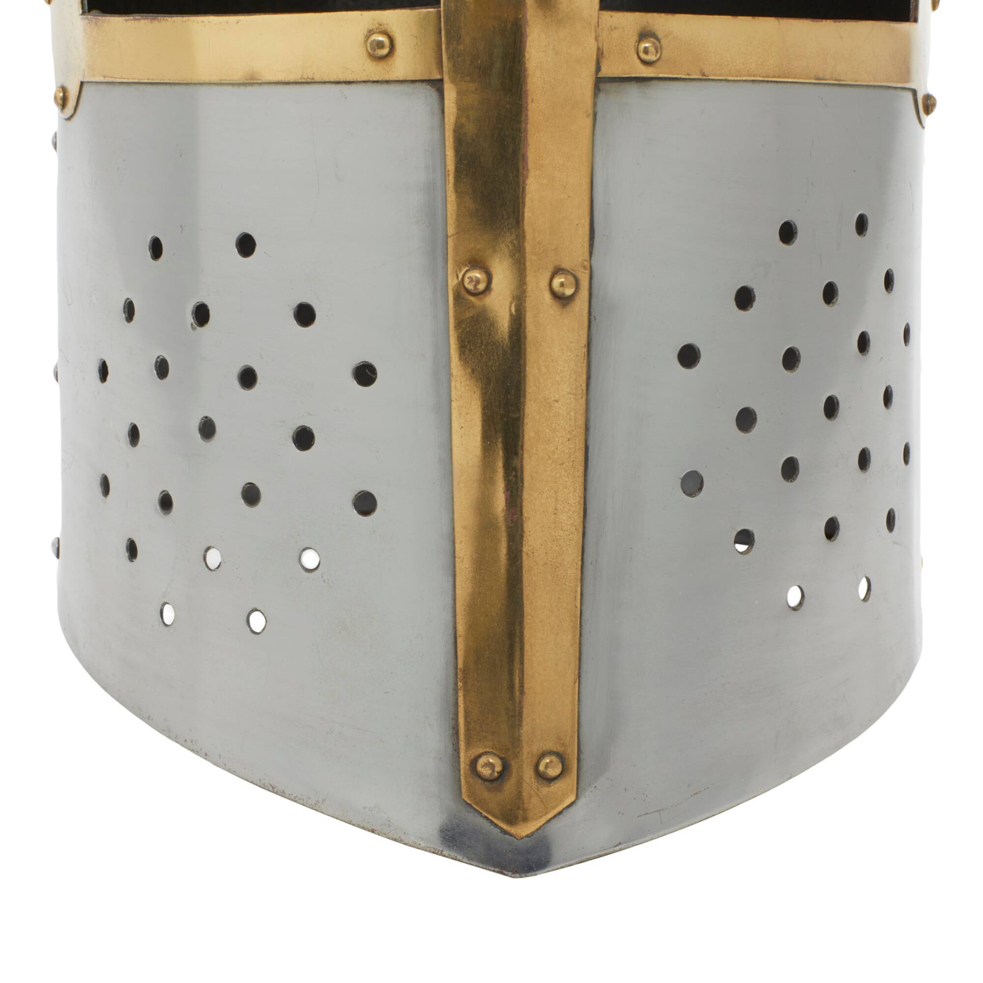 Silver Iron Eclectic Medieval Helmet, 13" x 9" x 9"